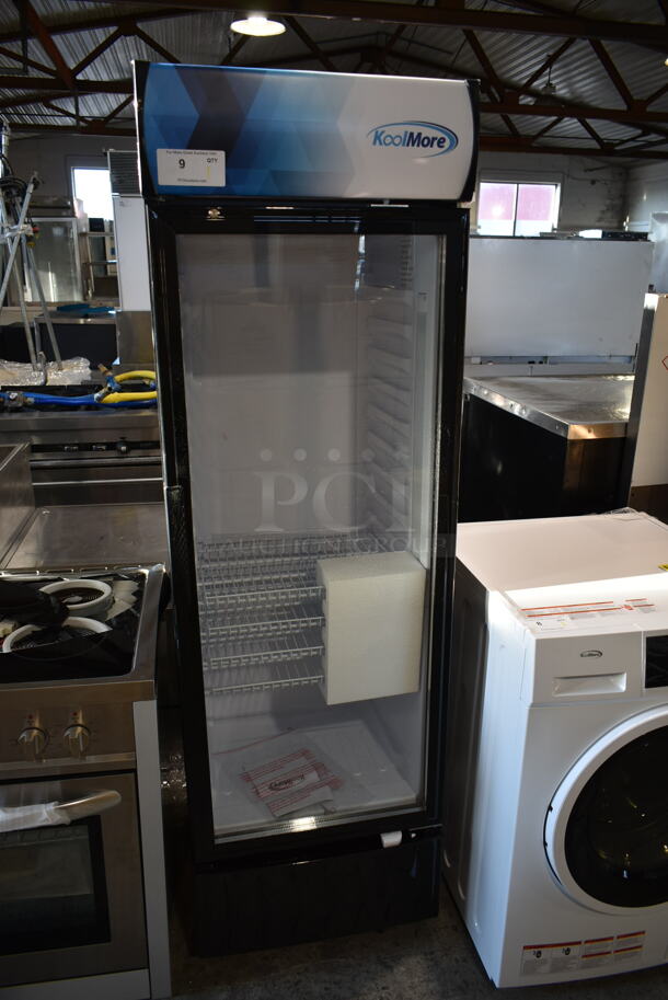 BRAND NEW SCRATCH AND DENT! KoolMore MDR-9CP Metal Commercial Single Door Reach In Cooler Merchandiser w/ Poly Coated Racks. 115 Volts, 1 Phase. Tested and Working! - Image 2 of 8