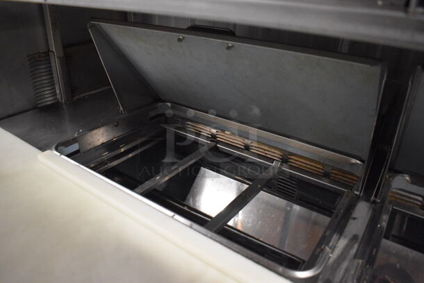Delfield Stainless Steel Commercial Sandwich Salad Prep Table Bain Marie Mega Top w/ 4 Drawers and Over Shelf on Commercial Casters. 115 Volts, 1 Phase. 64x32x57. Tested and Working! - Image 6 of 10