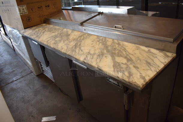 2011 Leader PT84 S/C Stainless Steel Commercial Pizza Prep Table w/ Oversized Marble Cutting Board on Commercial Casters. 115 Volts, 1 Phase. Tested and Working! - Image 3 of 10