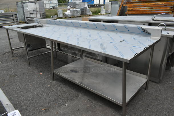 BRAND NEW SCRATCH AND DENT! Stainless Steel Commercial Counter w/ Sink Bay, Faucet, Handles and Under Shelf. - Image 3 of 8