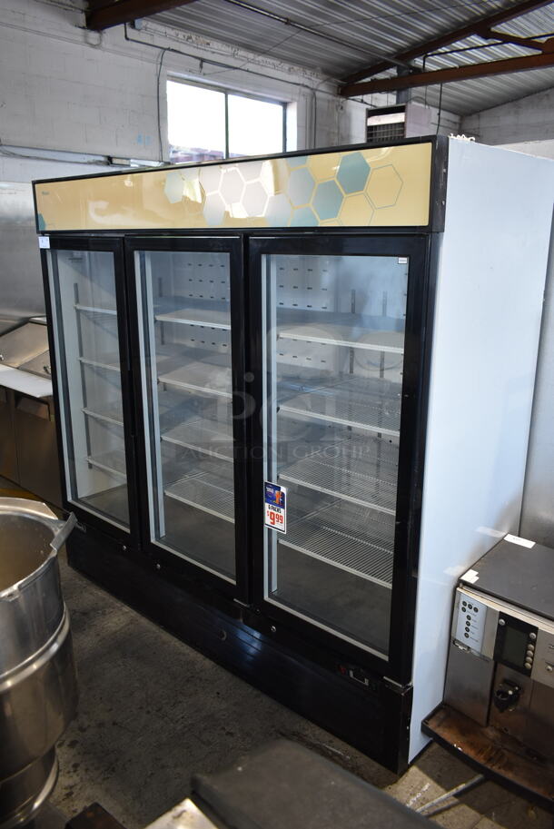 2017 Migali C-49RM-HC Metal Commercial 3 Door Reach in Cooler Merchandiser w/ Poly Coated Racks. 115 Volts, 1 Phase. Tested and Powers On But Does Not Get Cold - Image 1 of 8