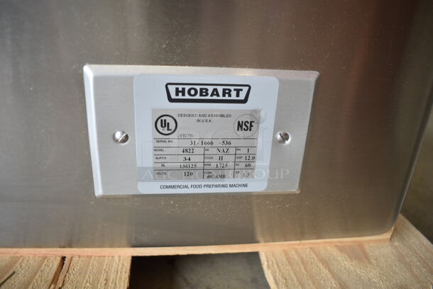 BRAND NEW SCRATCH AND DENT! 2023 Hobart 4822 Stainless Steel Commercial Countertop #22 Meat Grinder / Chopper Base. 120 Volts, 1 Phase. Cannot Test Due To Cut Power Cord - Image 8 of 8
