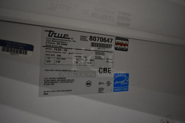 2014 True TG2R-2S ENERGY STAR Stainless Steel Commercial 2 Door Reach In Cooler w/ Poly Coated Racks on Commercial Casters. 115 Volts, 1 Phase. Tested and Working! - Image 7 of 8