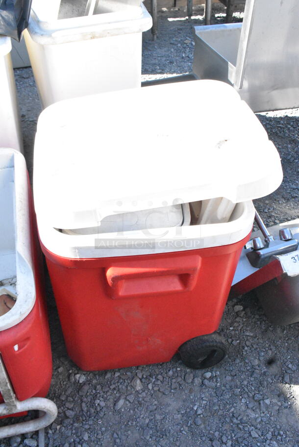 5 Various Igloo and Coleman Red and White Portable Coolers Including Beverage Dispensers. 5 Times Your Bid!  - Image 7 of 7