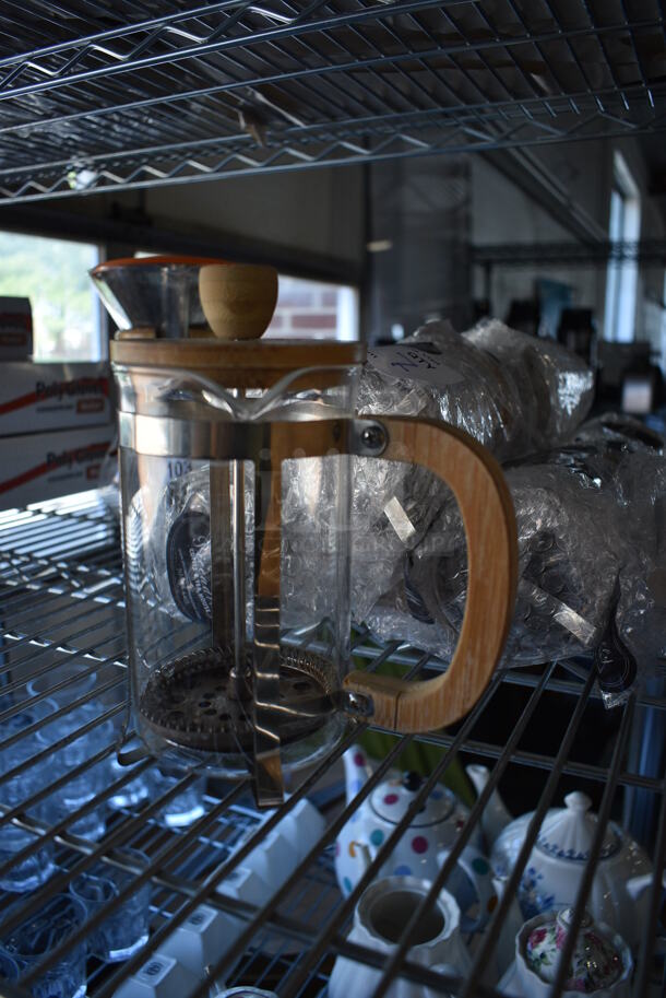 7 Clear and Wooden French Presses. 6x4x7. 7 Times Your Bid! - Image 2 of 3