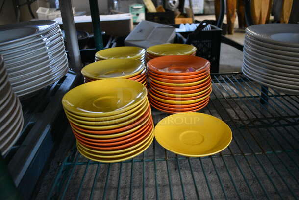 ALL ONE MONEY! Metro Lot of 5 Tiers of Various Items Including Poly Bin, Cutting Boards, Mugs, Plates and Saucers. Does Not Include Metro Shelving Unit - Image 3 of 11