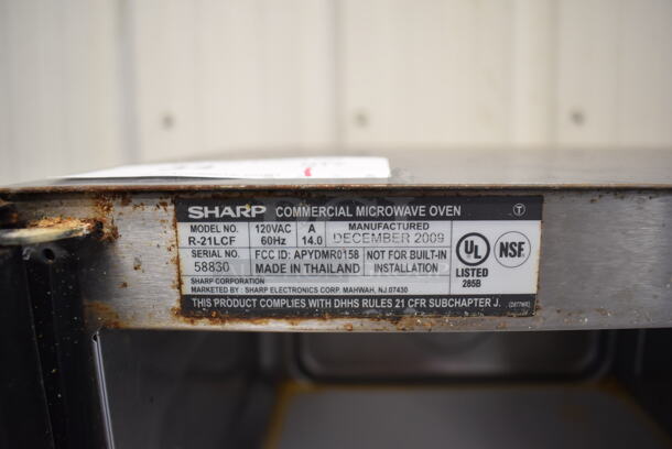 Sharp R-21LCF Stainless Steel Commercial Countertop Microwave Oven. 120 Volts, 1 Phase. 20.5x17x12 - Image 6 of 6