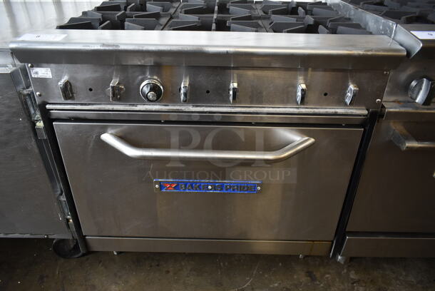 Bakers Pride Stainless Steel Commercial Natural Gas Powered 6 Burner Range w/ Oven.  - Image 3 of 5