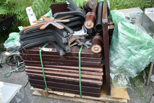 PALLET LOT of 15 Tabletops, 8 Columns, 15 Black X Table Feet, 10 Square Column Tops, 4 Silver X Table Feet, 1 Silver Star Top. - Image 2 of 11