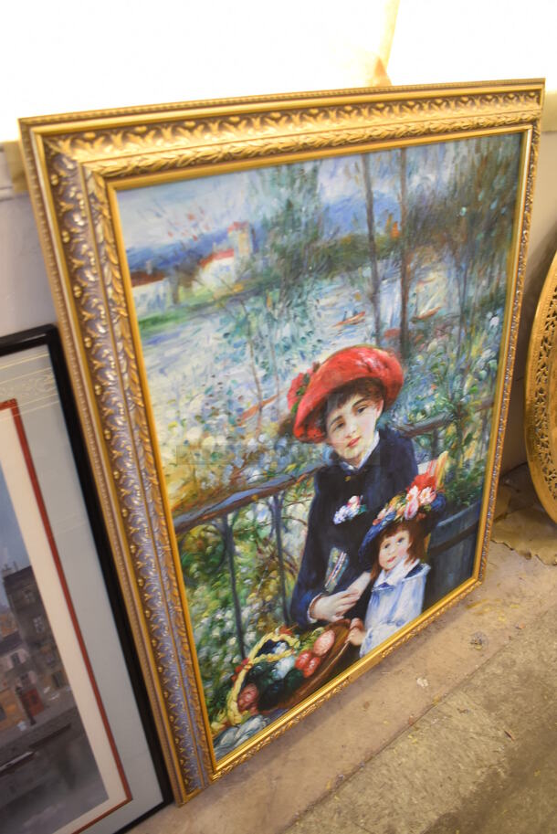 Framed Canvas Painting Reproduction of Two Sisters on the Terrace 1881 By Pierre-Auguste Renoir From Art Dealer Ed Mero! - Image 2 of 8