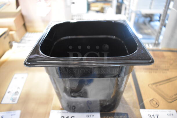 ALL ONE MONEY! Lot of 6 BRAND NEW IN BOX! Rubbermaid Black Poly 1/6 Size Drop In Bins. 1/6x6