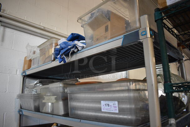 ALL ONE MONEY! Lot of 2 Tiers of Various Items Including Poly Bins, Bags and Various Wooden Pieces - Image 1 of 8