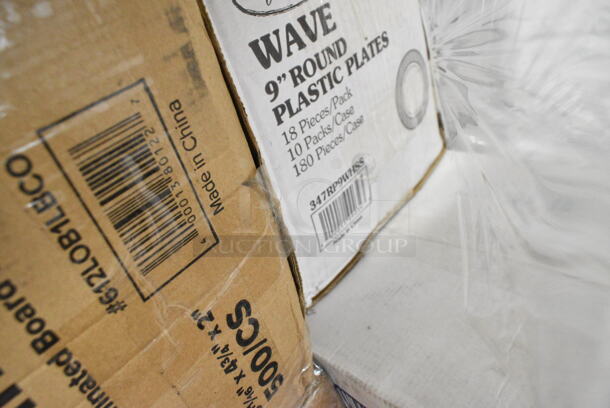 23 BRAND NEW Boxes Including 394345S Noble NexGen Powder-Free Disposable Black Hybrid 3 Mil Thick Gloves - Small - 1000/Case, 394365XL Noble Products Powder-Free Disposable Clear Vinyl Gloves for Foodservice - Extra Large - 1000/Case, 127P325C Choice 3.25 oz. Clear Plastic Souffle Cup / Portion Cup - 2500/Case, 500CC20 Choice 9" Round Standard Weight Foil Take-Out Pan with Dome Lid - 200/Case, 612LOB1LBCO Choice 1 lb. Oblong Foil Take-Out Container with Board Lid - 500/Case, 347RP9WHSS Visions Wave 9" White Plastic Plate - 180/Case, 612POB2LB Choice Oblong Clear Plastic Dome Lid for 2.25 lb. & 1.5 lb Shallow Foil Take-Out Container - 500/Case, 795PTOKFT8 Choice Kraft Microwavable Folded Paper #8 Take-Out Container 6" x 4 3/4" x 2 1/2" - 300/Case, 612FS1212 Choice Half Size Foil Steam Table Pan Shallow 1 1/2" Depth - 100/Case. 23 Times Your Bid!  - Image 7 of 12
