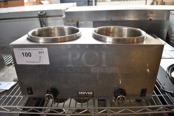Server Model TWIN FS-4 Stainless Steel Commercial Countertop 2 Well Food Warmer. 120 Volts, 1 Phase. 17x9x9. Tested and Working! - Image 1 of 5