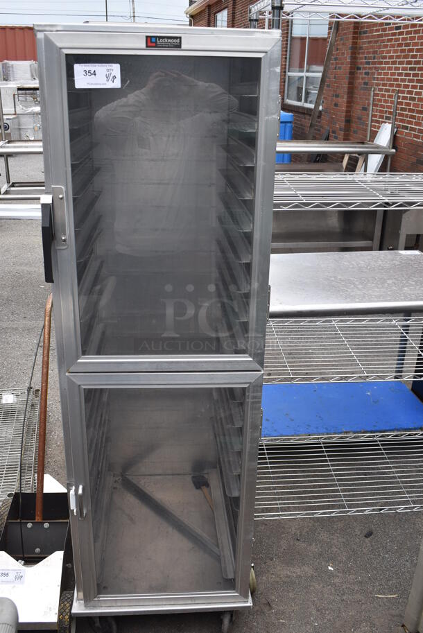 Lockwood Metal Commercial Enclosed Pan Transport Rack w/ View Through Doors on Commercial Casters.