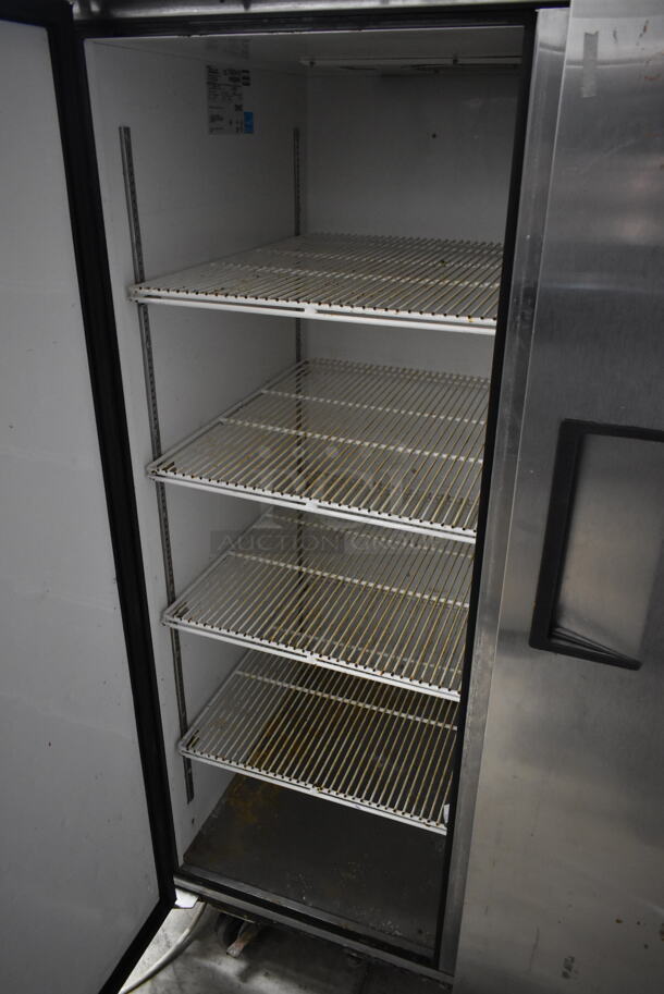 2013 True TG2R-2S ENERGY STAR Stainless Steel Commercial 2 Door Reach In Cooler w/ Poly Coated Racks on Commercial Casters. 115 Volts, 1 Phase. Tested and Working! - Image 5 of 8