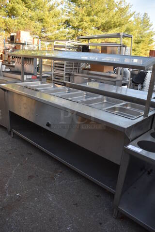 Stainless Steel Commercial Electric Powered Steam Table w/ Sneeze Guard and Under Shelf. 81x31x56