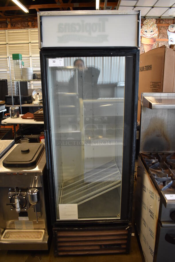 True GDM-23 Metal Commercial Single Door Reach In Cooler Merchandiser. 115 Volts, 1 Phase. 27x31x79. Tested and Powers On But Temps at 53 Degrees