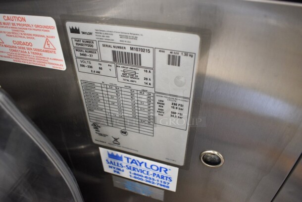 2010 Taylor Model 340D-27 Stainless Steel Commercial Countertop Single Flavor Frozen Beverage Machine w/ Drink Mixer Attachment. 208-230 Volts, 1 Phase. 18x31.5x33 - Image 7 of 7