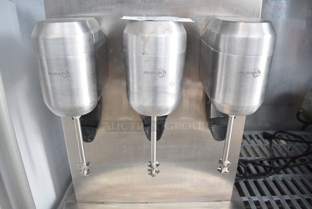 AvaMix 928ADM3 Stainless Steel Commercial Countertop 3 Head Drink Mixer w/ 4 Metal Mixing Cups. 110-120  Volts, 1 Phase. Tested and Working! - Image 4 of 6