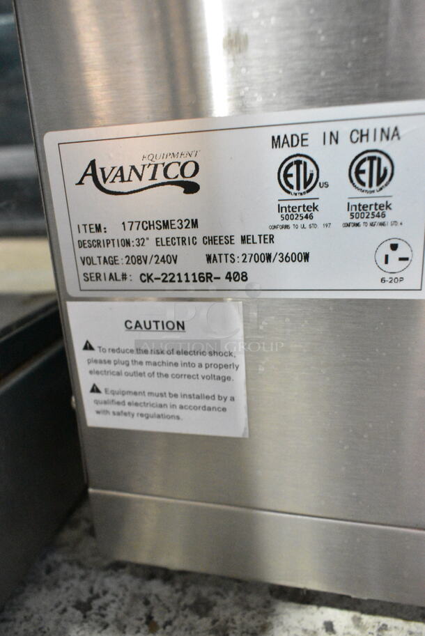 BRAND NEW! Avantco 177CHSME32M Stainless Steel Commercial Countertop Electric Powered 32" Cheese Melter. 208/240 Volts. - Image 6 of 6