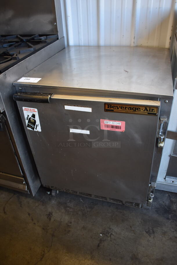 Beverage Air UCR27A Stainless Steel Commercial Single Door Undercounter Cooler on Commercial Casters. 1 Caster Needs To Be Reattached. 115 Volts, 1 Phase. 27x30x32. Tested and Working! - Image 2 of 5