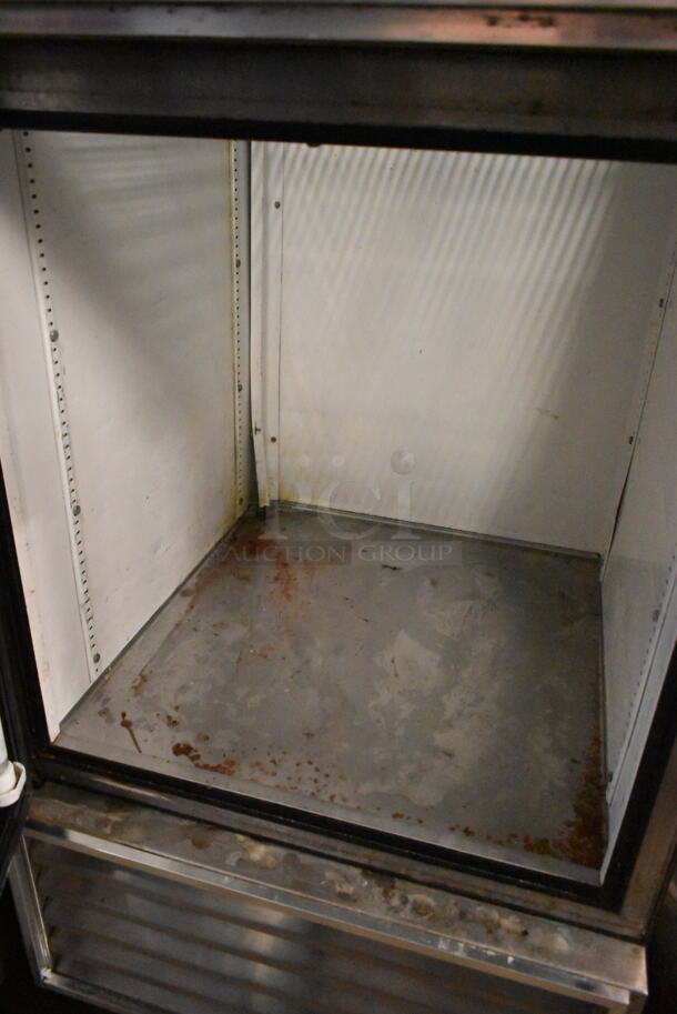 True T-23G-2 Stainless Steel Commercial 2 Door Half Size Reach In Cooler Merchandiser on Commercial Casters. 115 Volts, 1 Phase. Tested and Working! - Image 6 of 7