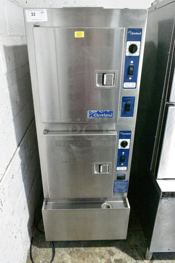 Cleveland 24CGA10 SteamCraft Ultra 10 Stainless Steel Commercial Natural Gas Powered 2 Deck Steam Cabinet. 125,000 BTU.  - Image 1 of 7