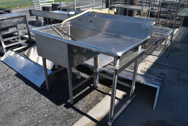 Stainless Steel Commercial Single Bay Sink w/ Right Side Drainboard, Faucet and Handles. 50x29x43. Bay 24x24x12. Drainboard 22x25x1 - Image 2 of 5
