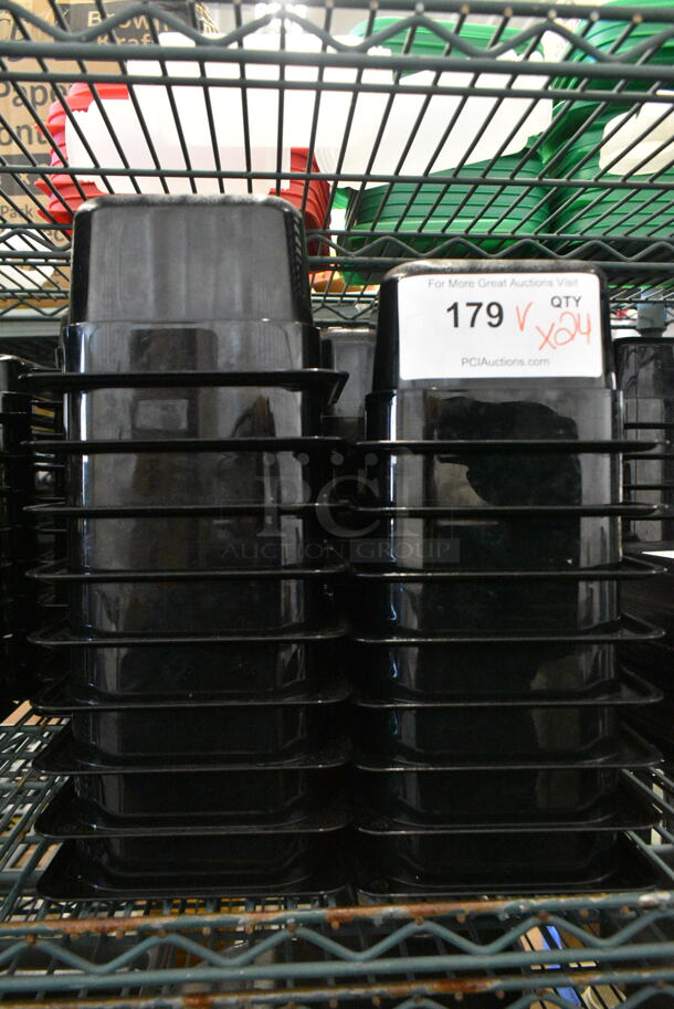 ALL ONE MONEY! Lot of 24 Black Poly 1/6 Size Drop In Bins.  - Image 1 of 3