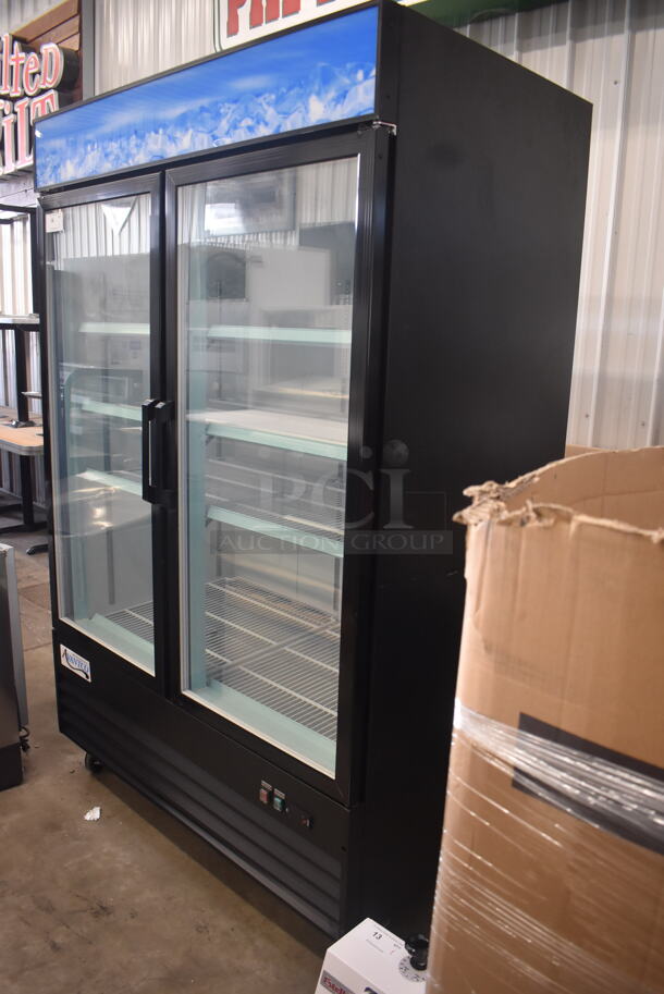 SCRATCH AND DENT! Avantco GDC-49F-HC 53" Black Swing Glass Door Merchandiser Freezer with LED Lighting on Commercial Casters 115 Volt 1 Phase. Tested and Does Not Power On - Image 3 of 8