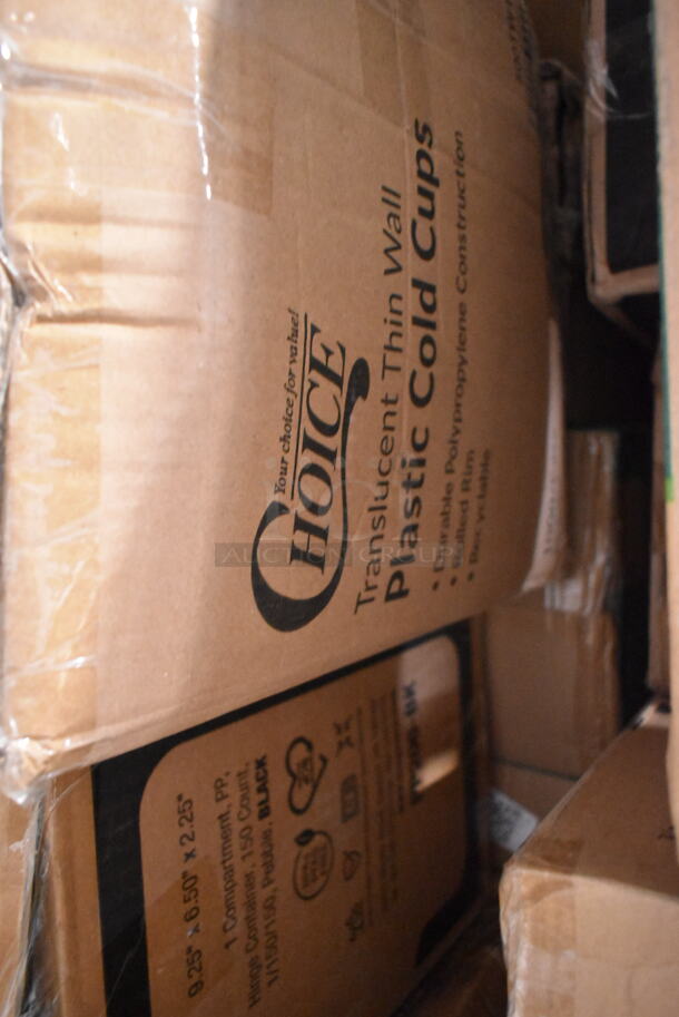 PALLET LOT of 35 BRAND NEW Boxes Including 5005DNAPFLTE Choice Touchstone White Linen-feel Dinner Napkin, 128HD8COMBO Choice Microwavable Translucent Plastic Deli Container and Lid, 2 Box 500L1020B Choice Black Hot Paper Cup Travel Lid, 485COLWNEON Choice Neon Wrapped Straw, 245CB12 Choice Customizable Plain Pizza Box, 500MF993B1C Choice 9" x 9" 1-Compartment Microwaveable Black Mineral-Filled Plastic Hinged Take-Out Container - 150/Case, RK12 Fabri-Kal RK Ribbed Cold Drink Cups, 12oz, Translucent, 50/Sleeve, 20 Sleeves/Carton, 2 Box 760V32 Carnival King 32 oz. Popcorn Cup - 500/Case, 760VP64 Carnival King Popcorn Bucket, Kari-out Company Japanese style Bamboo Chopsticks. 35 Times Your Bid! - Image 12 of 12