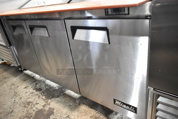 2017 Migali C-SP72-18-HC Stainless Steel Commercial Sandwich Salad Prep Table Bain Marie Mega Top on Commercial Casters. 115 Volts, 1 Phase. Tested and Powers On But Does Not Get Cold - Image 2 of 10