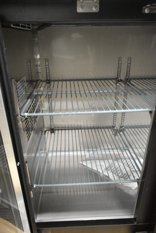 BRAND NEW SCRATCH AND DENT! 2024 Avantco 178UBB48GHC 48" Black Counter Height Narrow Glass Door Back Bar Refrigerator with LED Lighting. 115 Volts, 1 Phase. Tested and Working! - Image 5 of 6