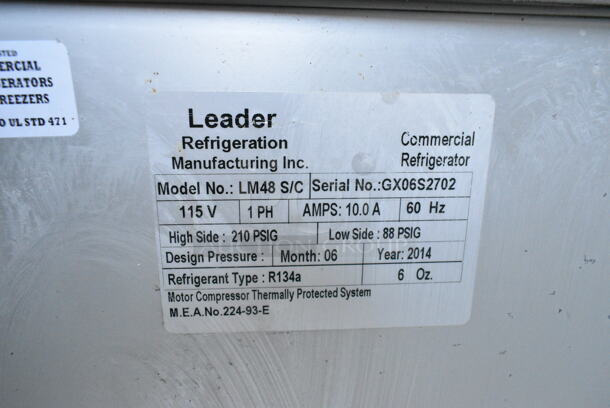 Leader LM48S/C Stainless Steel Commercial Sandwich Salad Prep Table Bain Marie Mega Top. 115 Volts, 1 Phase. Tested and Working! - Image 5 of 6