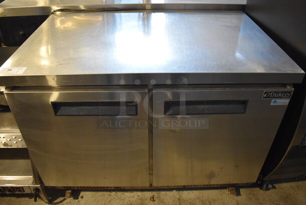 Dukers DUC48F Stainless Steel Commercial 2 Door Undercounter Freezer on Commercial Casters. 115 Volts, 1 Phase. 48.5x31.5x36. Tested and Working! - Image 1 of 6
