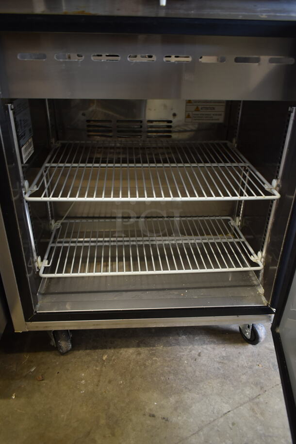 Turbo Air MST-28-N-711S Stainless Steel Commercial Prep Table w/ Sneeze Guard on Commercial Casters. 115 Volts, 1 Phase. Tested and Working! - Image 6 of 7
