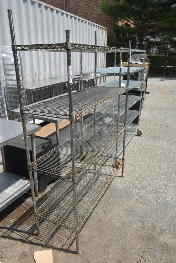 Chrome Finish 4 Tier Wire Shelving Unit. BUYER MUST DISMANTLE. PCI CANNOT DISMANTLE FOR SHIPPING. PLEASE CONSIDER FREIGHT CHARGES. - Image 2 of 4