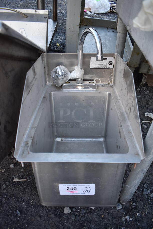 Krowne Stainless Steel Commercial Single Bay Sink w/ Faucet. No Legs. 12x18x24 - Image 1 of 4