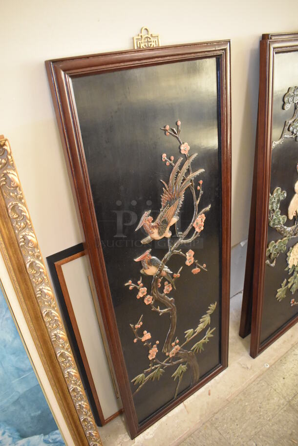 Framed Picture of Peafowl in Asian Style. Goes GREAT w/ Lots 26-28! - Image 3 of 7