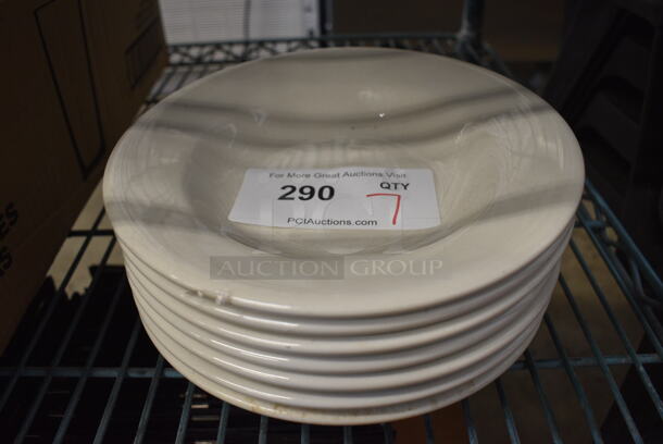 7 White Ceramic Pasta Plates. 9x9x2. 7 Times Your Bid!
