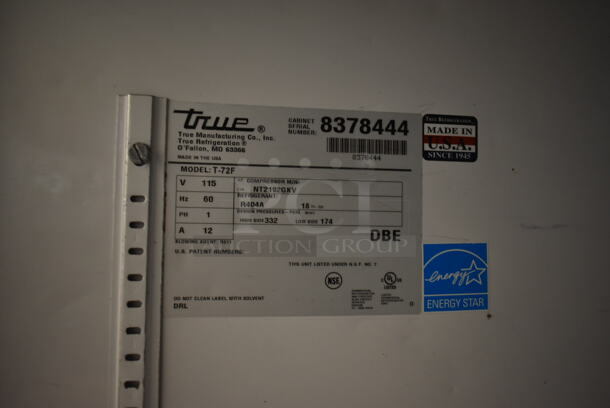 2015 True T-72F ENERGY STAR Stainless Steel Commercial 3 Door Reach In Freezer w/ Poly Coated Racks on Commercial Casters. 115 Volts, 1 Phase. Tested and Working! - Image 7 of 9