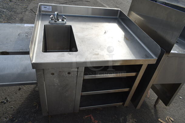 Stainless Steel Counter w/ Sink Bay, Faucet, Handles and Under Shelves. 