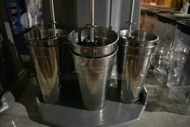 Waring WDM360TX Metal Commercial Countertop 3 Head Drink Mixer w/ 6 Metal Mixing Cups. 120 Volts, 1 Phase. 13x10.5x20. Item Was in Working Condition on Last Day of Business. (bar) - Image 5 of 7