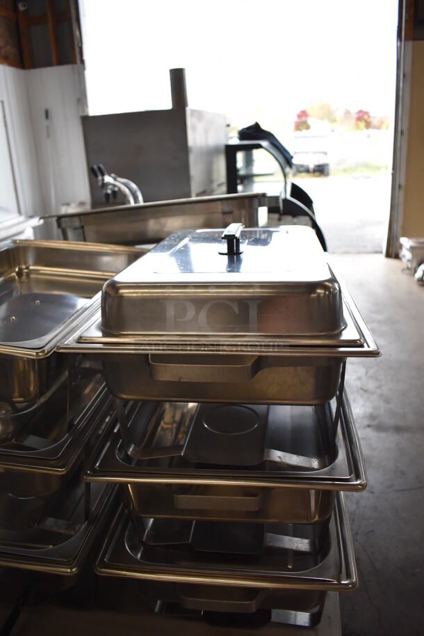 ALL ONE MONEY! Lot of 9 Metal Chafing Dishes w/ Drop In and Lid. 14x24x9 - Image 5 of 7