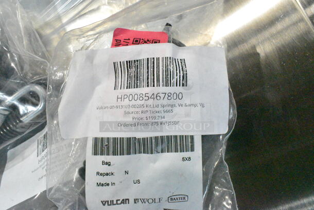 4 BRAND NEW SCRATCH AND DENT! Items Including HP0042301400 Vulcan 00-423014-000G1 Door Catch Kit-Dbl, HP0040405300 Vulcan 00-913102-00395 Kit, Door Springs 36L/E36, HP0085467800 Vulcan 00-913102-00285 Kit,Lid Springs, Ve & Vg, HP0085465100 Vulcan 00-854651-00001 Crank Handle. 4 Times Your Bid!  - Image 7 of 9