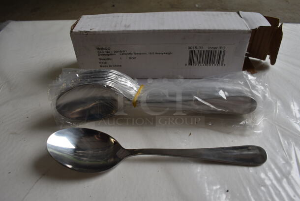 12 BRAND NEW IN BOX! Winco 0015-01 Stainless Steel Lafayette Teaspoons. 6