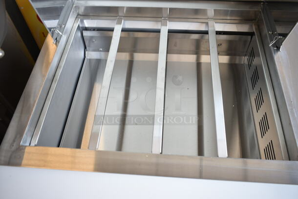 BRAND NEW SCRATCH AND DENT! 2023 Avantco 178SSPTM4812 Stainless Steel Commercial Sandwich Salad Prep Table Bain Marie Mega Top on Commercial Casters. 115 Volts, 1 Phase. Tested and Working! - Image 5 of 8
