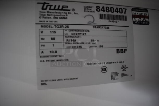 2015 True TG2R-2S Stainless Steel Commercial 2 Door Reach In Freezer w/ Poly Coated Racks. 115 Volts, 1 Phase. Tested and Working! - Image 6 of 6