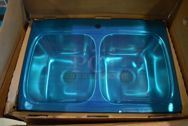 BRAND NEW IN BOX! Kohler 5267-1-NA Stainless Steel Double Equal Drop In Sink. 33x20x9. Bays 14.5x15.5x9 - Image 1 of 6